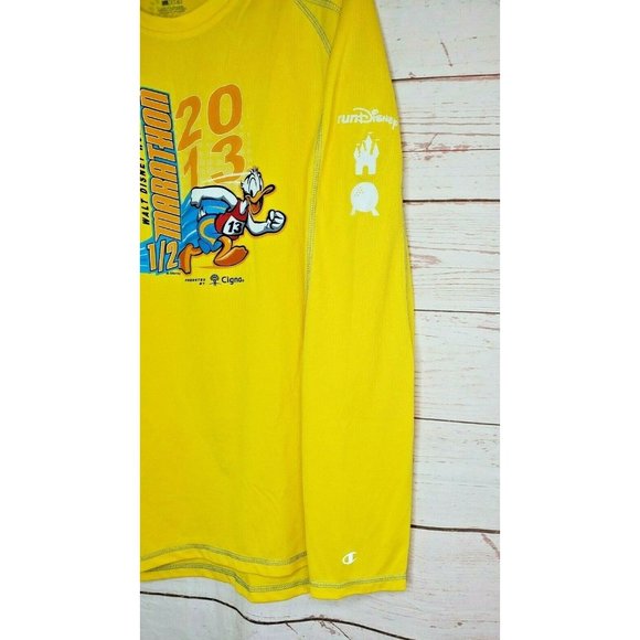 Champion Double Dry Unisex Large 2013 Disney Marathon Yellow Run Disney Shirt - Picture 5 of 10